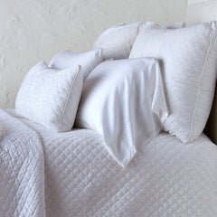 Silk Velvet Quilted Euro Sham in White from Bella Notte Linens