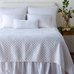 Silk Velvet Quilted Euro Sham in White from Bella Notte Linens