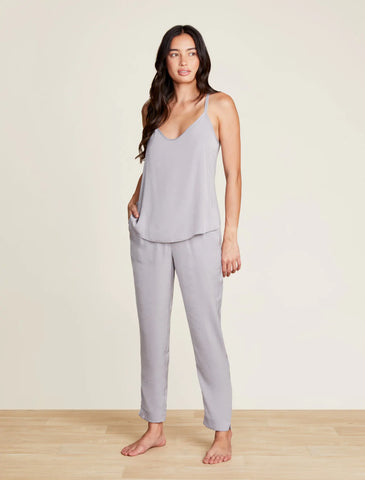 Washed Satin Tank and Pant Set in Dove Gray
